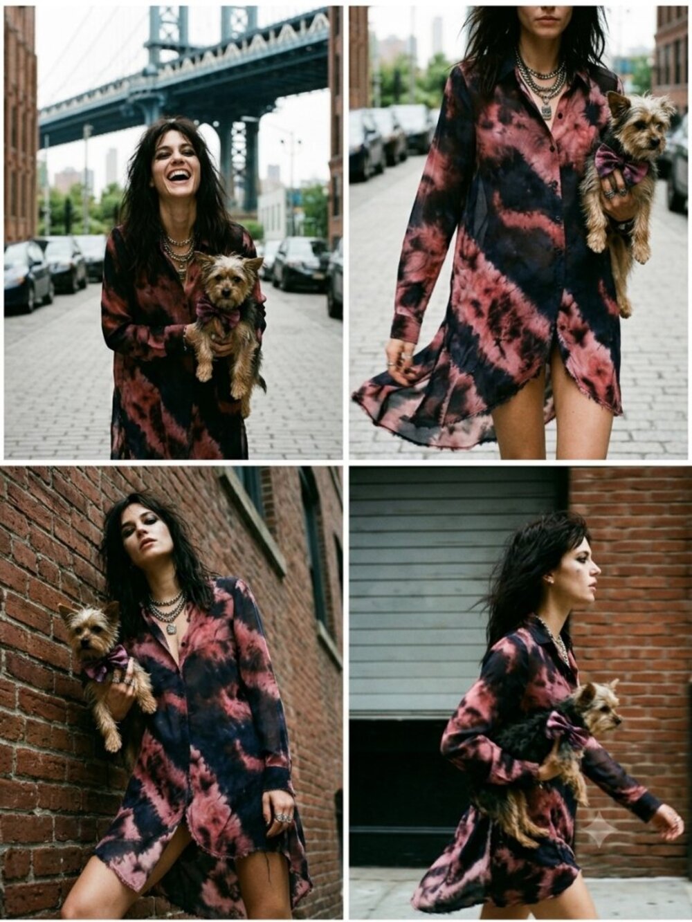 GO SILK 100% Silk Rose and Navy Tie-Dye Blouse Top /  Long Sleeve Duster